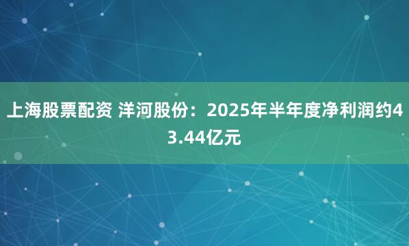 上海股票配资 洋河股份：2025年半年度净利润约43.44亿元